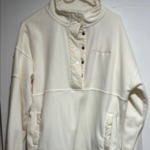 Champion Women's Cream Pullover Button Neck Top NWOT
